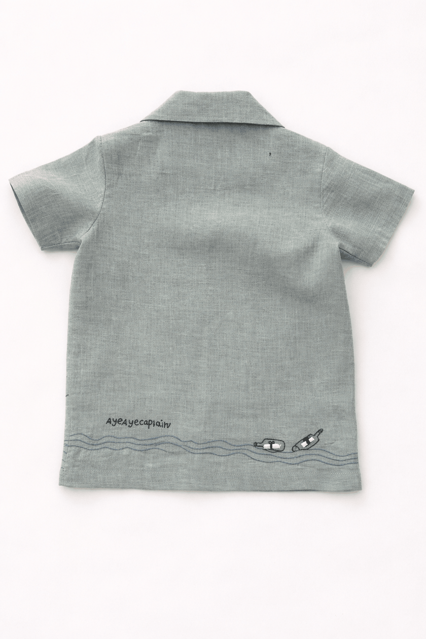 Captain & Crew Handwork Solid Premium Linen Coord Set - Funny Bones Clothings