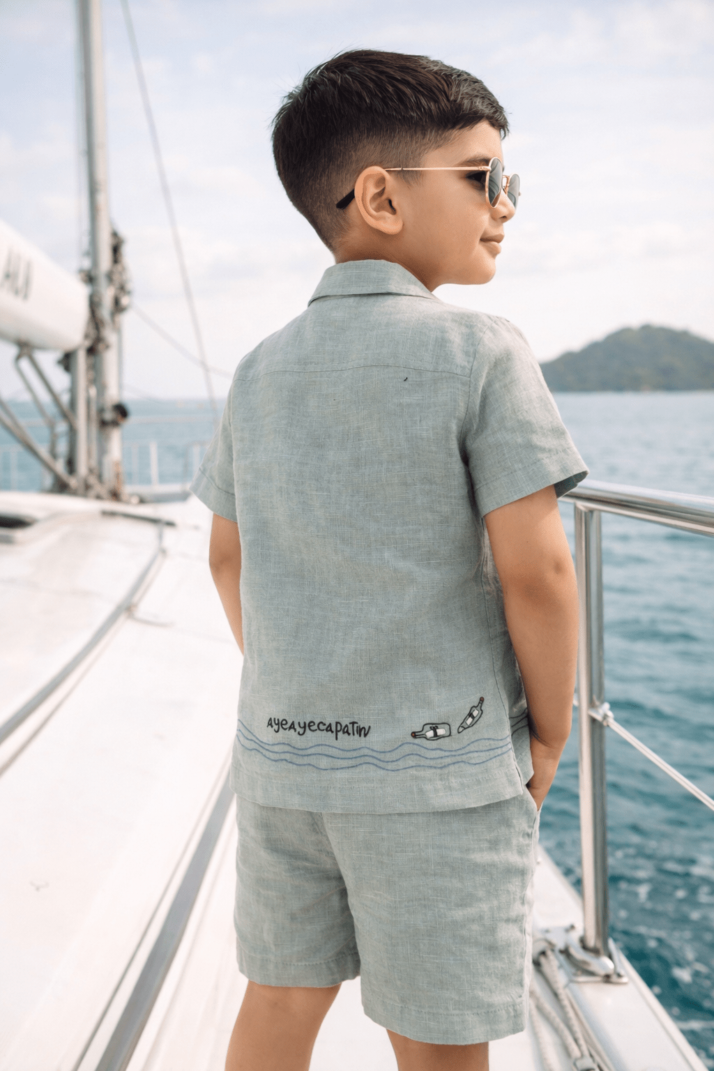 Captain & Crew Handwork Solid Premium Linen Coord Set - Funny Bones Clothings