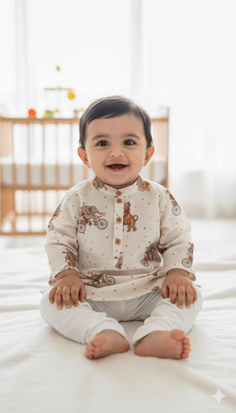 Carnival Charm Pure Bamboo Muslin Cotton Kurta Pajama Set - Funny Bones Clothings