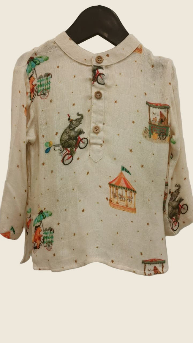 Carnival Charm Pure Bamboo Muslin Cotton Kurta Pajama Set - Funny Bones Clothings