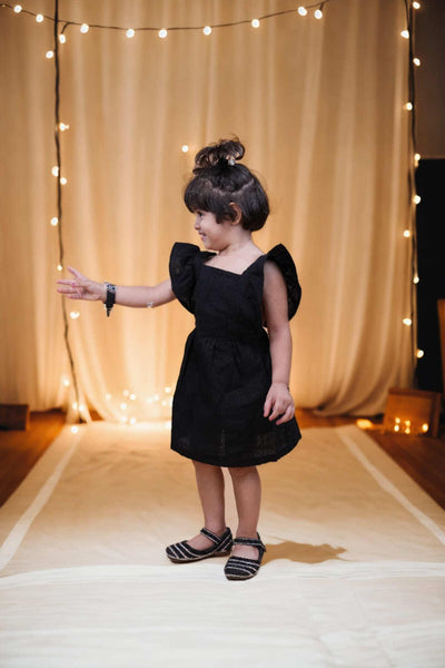 Solid Black above knee Length Dress - Funny Bones Clothings