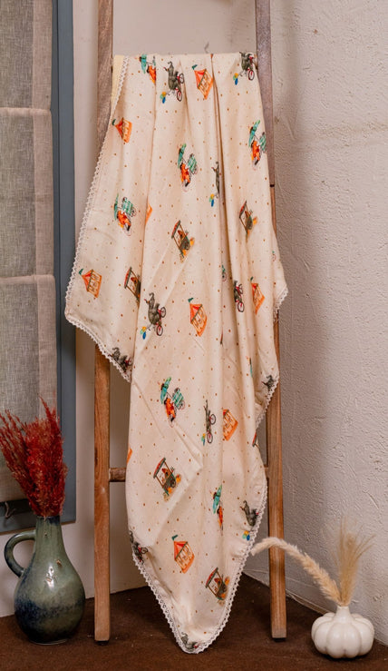 Circus Themed Bamboo Muslin Cotton Blanket - Funny Bones Clothings