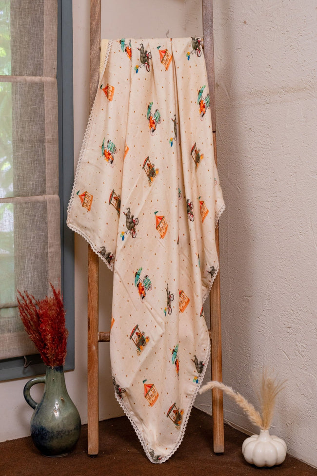 Circus Themed Bamboo Muslin Cotton Blanket - Funny Bones Clothings
