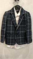 Classic Checkered Wool Blazer Set - Blue - Funny Bones Clothings