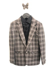 Classic Checkered Wool Blazer Set - Brown - Funny Bones Clothings