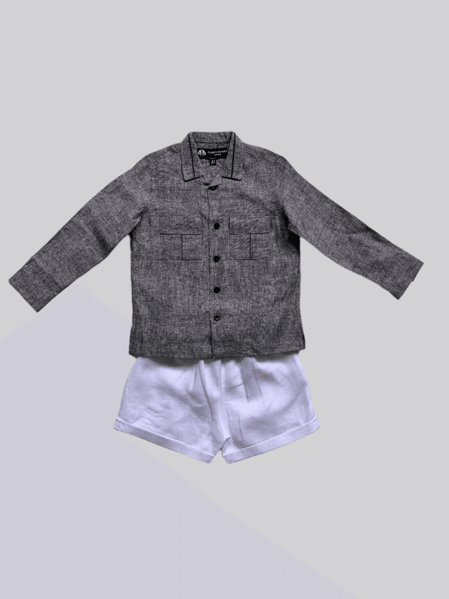 Classic Unisex Denim Grey Pure Linen Shirt - Funny Bones Clothings