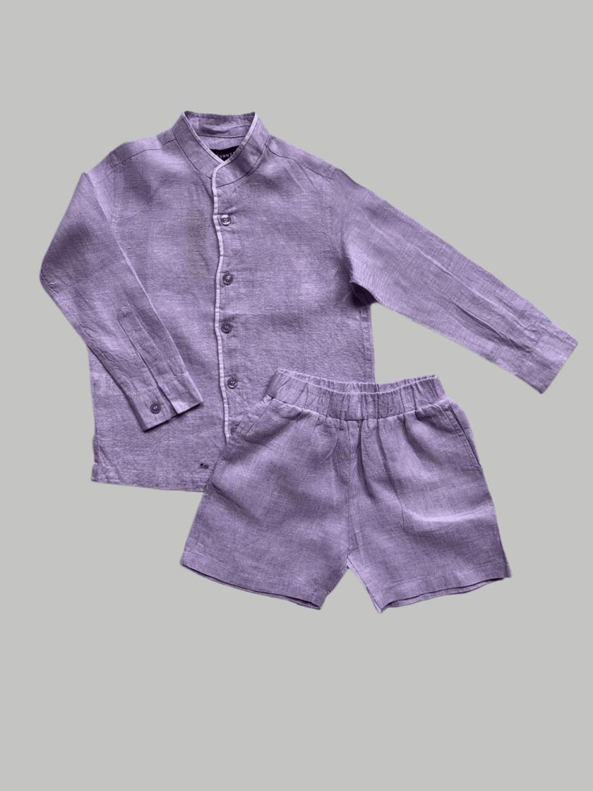 Classic Unisex Solid Purple Color Pure Linen Shirt - Funny Bones Clothings