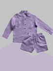 Classic Unisex Solid Purple Color Pure Linen Shirt - Funny Bones Clothings