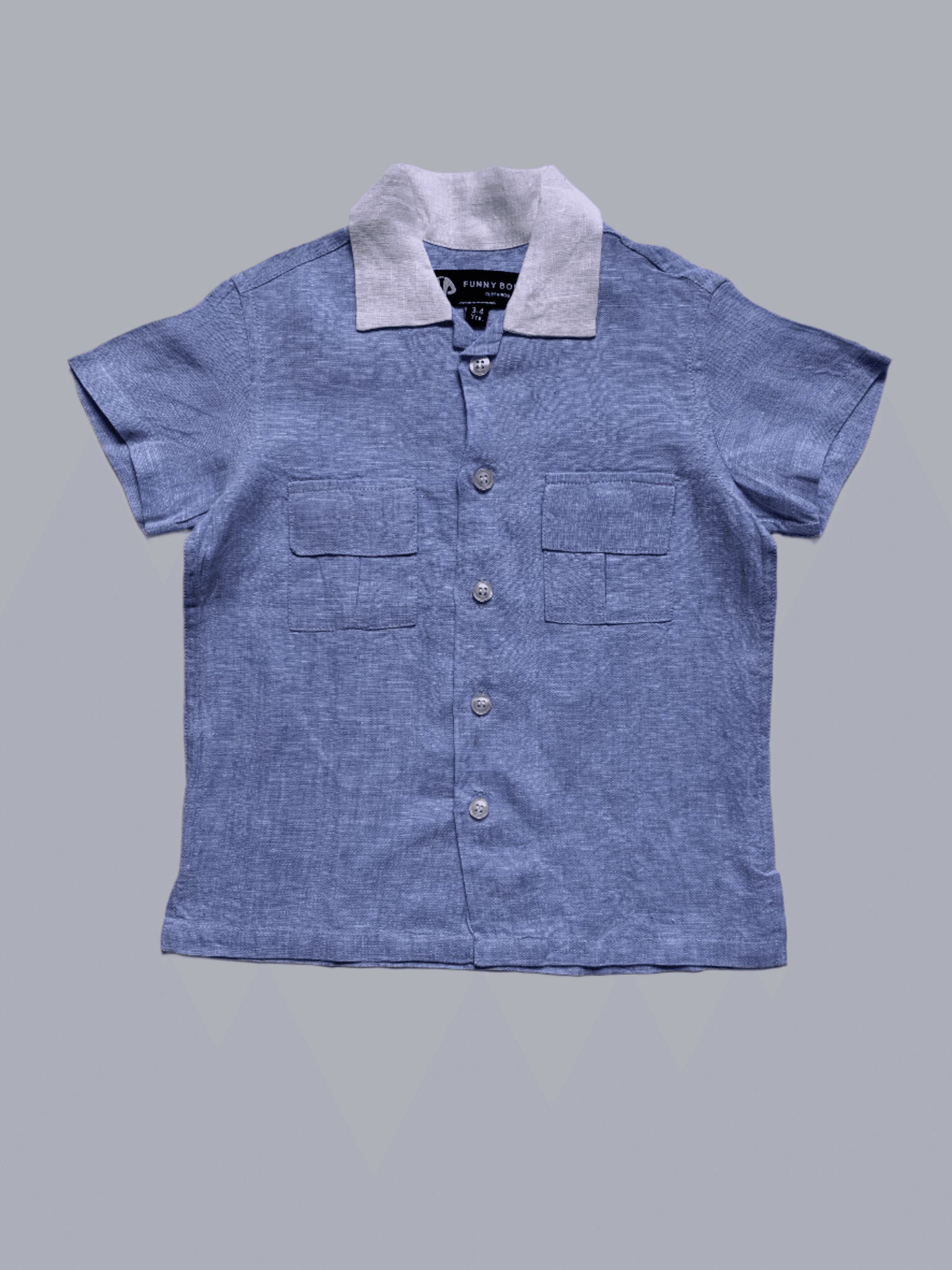 Classic Unisex White Collar Blue Color Pure Linen Shirt - Funny Bones Clothings
