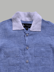 Classic Unisex White Collar Blue Color Pure Linen Shirt - Funny Bones Clothings