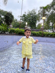 Classic Unisex Yellow White Collared Shirt & Shorts Set - Funny Bones Clothings