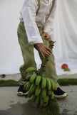 Country Chic Pure Linen Shirt Pants Suspendor Outfit Set - Olive Green Colour - Funny Bones Clothings