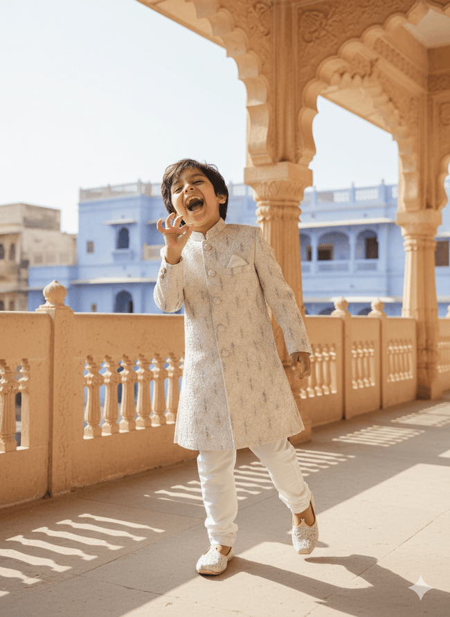 Darbaar-e-Noor Long Jodhpuri Set - Funny Bones Clothings