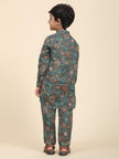 Dark flowers Print Pure Linen Kurta and Pajama Set - Funny Bones Clothings