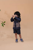 Designer Pocket Pure Linen Coord (Charcoal Grey brown Colour) - Funny Bones Clothings