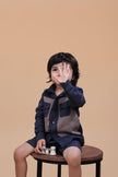 Designer Pocket Pure Linen Coord (Charcoal Grey brown Colour) - Funny Bones Clothings