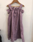 Dove Grey Blossom Frock Solid Premium Linen Dress - Funny Bones Clothings