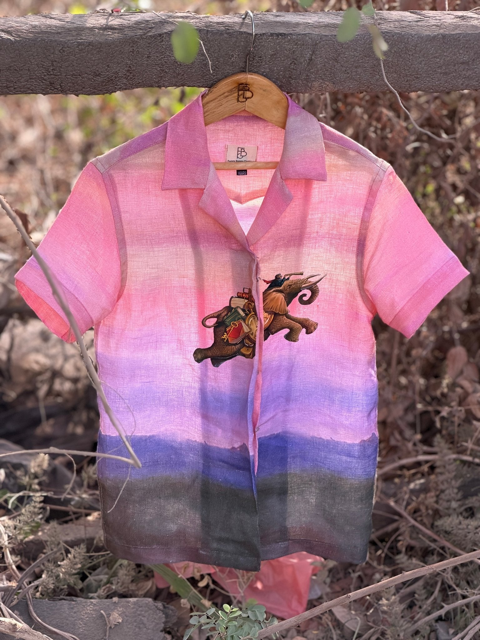 Dreamflight Elephant Printed Pure Linen Shirt - Funny Bones Clothings