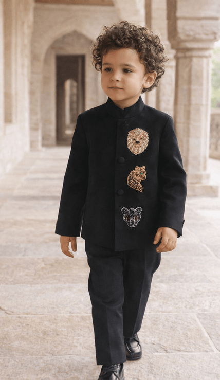 Dynasty of the Wild handwork premium Black Jodhpuri Ensemble - Funny Bones Clothings