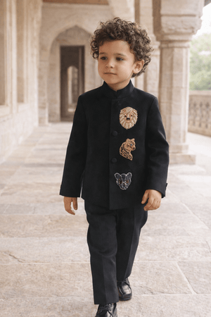 Dynasty of the Wild handwork premium Black Jodhpuri Ensemble - Funny Bones Clothings