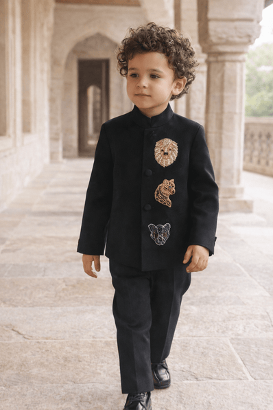Dynasty of the Wild handwork premium Black Jodhpuri Ensemble - Funny Bones Clothings