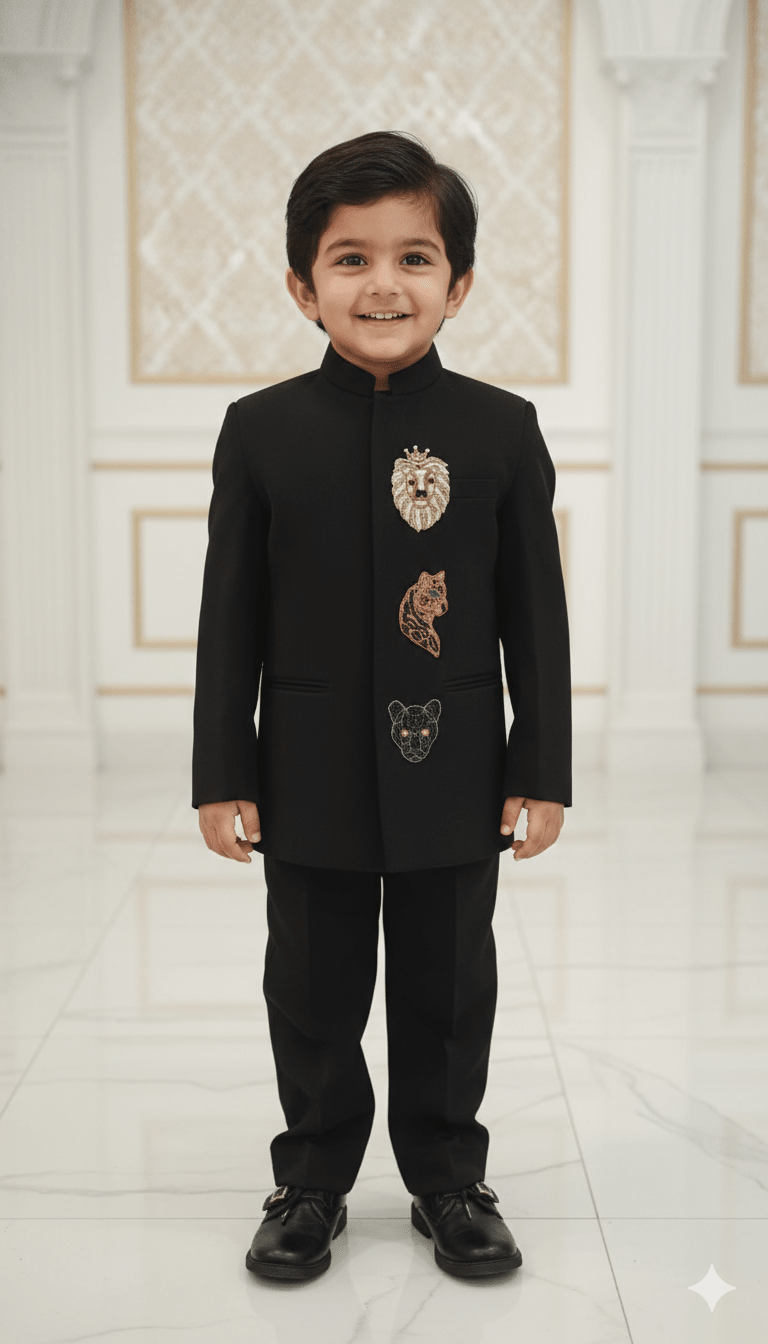 Dynasty of the Wild handwork premium Black Jodhpuri Ensemble - Funny Bones Clothings