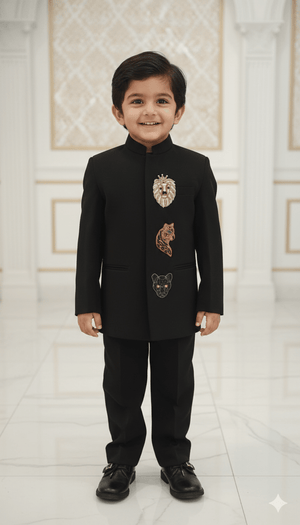 Dynasty of the Wild handwork premium Black Jodhpuri Ensemble - Funny Bones Clothings