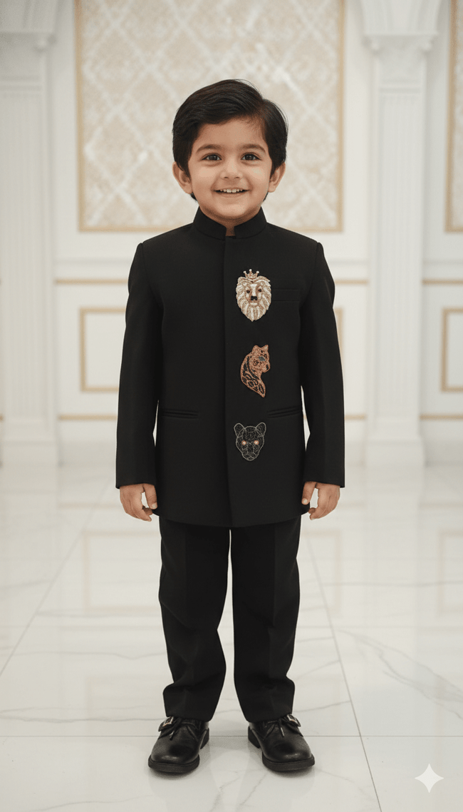 Dynasty of the Wild handwork premium Black Jodhpuri Ensemble - Funny Bones Clothings