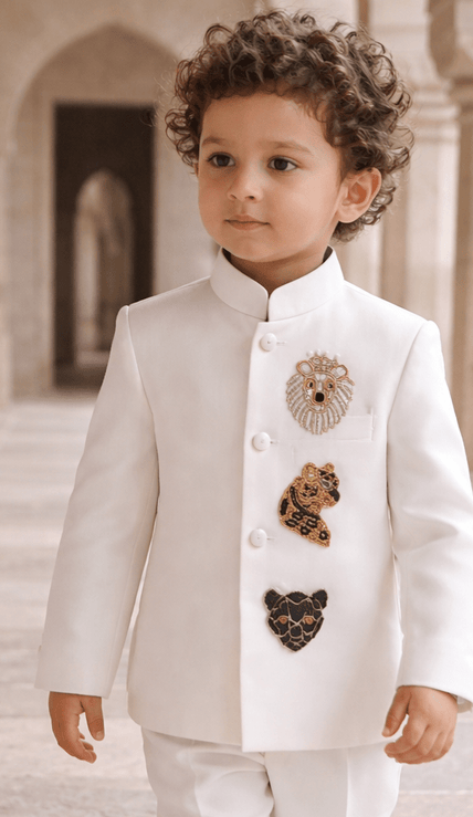 Dynasty of the Wild handwork premium White Jodhpuri Ensemble - Funny Bones Clothings
