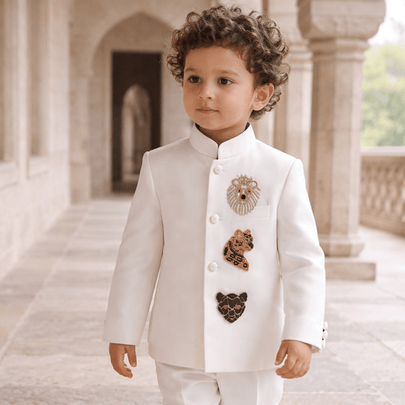 Dynasty of the Wild handwork premium White Jodhpuri Ensemble - Funny Bones Clothings