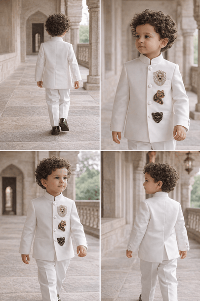 Dynasty of the Wild handwork premium White Jodhpuri Ensemble - Funny Bones Clothings