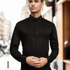 Half Pintex Tuxedo Shirt 100% Premium Cotton Satin for Men (Black Colour) - Funny Bones Clothings