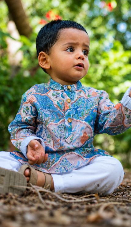 Entricing Jungle Pure Linen Kurta Pajama Set - Funny Bones Clothings