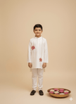 Festival of Lotus Themed Handpainted Chanderi Kurta Pajama Set - Funny Bones Clothings