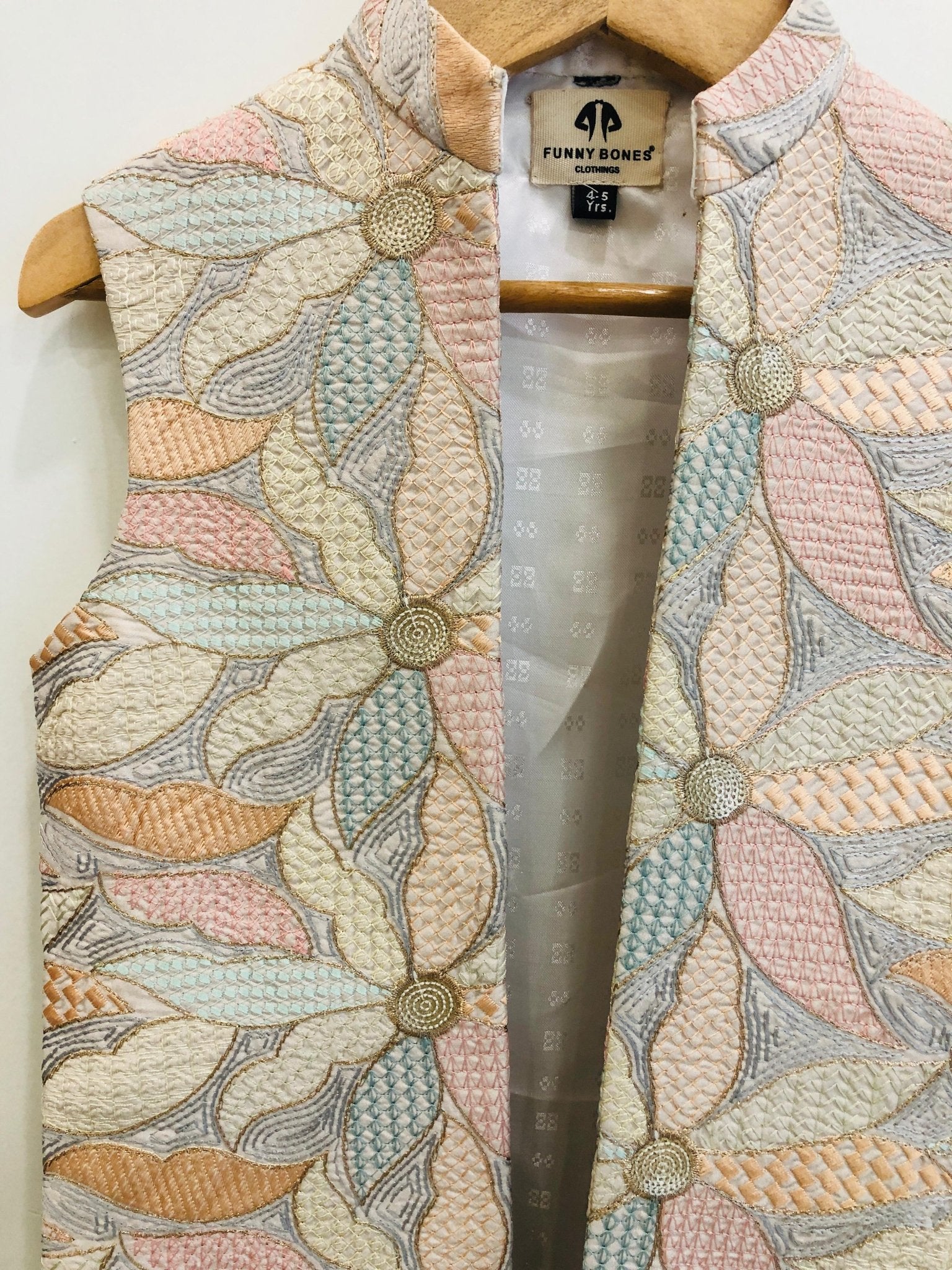 Floral Elegance Silk Long Koti Pure Cotton Kurta Pajama Set - Funny Bones Clothings