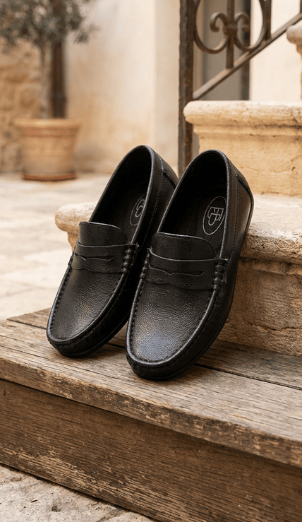 Formal Leather Shoes - Black Colour - Funny Bones Clothings