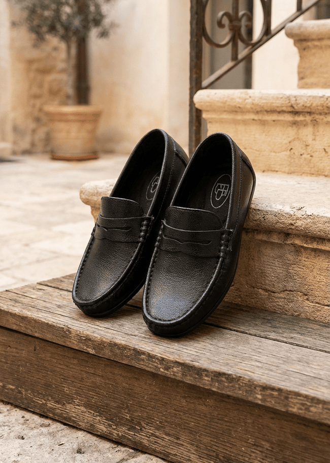 Formal Leather Shoes - Black Colour - Funny Bones Clothings