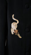 FunnyBones Black Achkan with Beaded Wildlife – black achkan with hand-beaded big cats, view 3