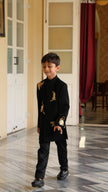 FunnyBones Black Achkan with Beaded Wildlife – black achkan with hand-beaded big cats, view 10