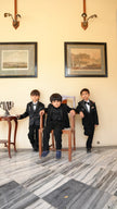 FunnyBones Black Blazer with Sequin Shawl Lapel – group look, kids wedding wear