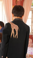 FunnyBones Black Tuxedo with Beaded Giraffe – back view with beaded giraffe