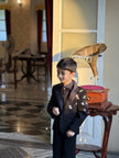 FunnyBones Black Tuxedo with Butterfly Bee – relaxed pose, kids wedding wear