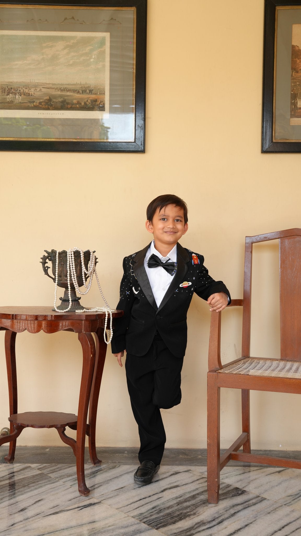 FunnyBones Black Tuxedo with Galaxy Embroidery – relaxed standing look