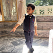 FunnyBones Blue Waistcoat with Superhero Patch – navy waistcoat with superhero patch, shirt and bow tie, view 5