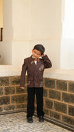 FunnyBones Brown Double-Breasted Blazer with Voyage Embroidery – brown double-breasted blazer with hot-air balloon and ship embroidery, view 9