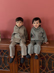 FunnyBones Disney Themed Baggy Shacket & Cargo Set – olive baggy shacket and cargo set with cartoon patches, view 2