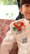 FunnyBones Ivory Floral Embroidered Achkan Set – ivory achkan with multicolour bead and sequin florals, view 2