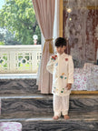 FunnyBones Ivory Floral Embroidered Achkan Set – ivory achkan with multicolour bead and sequin florals, view 12