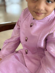 FunnyBones Lavender Nehru Jacket with Gold Trim – lavender tissue silk koti kurta set, view 5