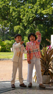 FunnyBones Madras Plaid Blazer – brothers in coordinated outdoor look